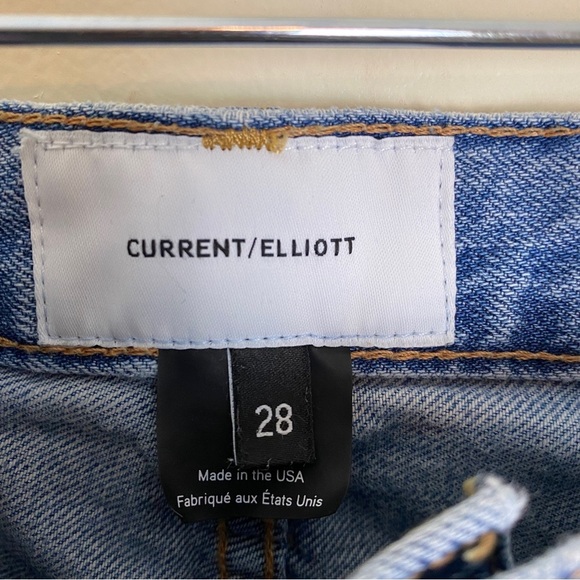 Current/Elliott The Original Straight Prep Destroy Cut Hem Denim Jeans Womens 28 - Picture 4 of 11
